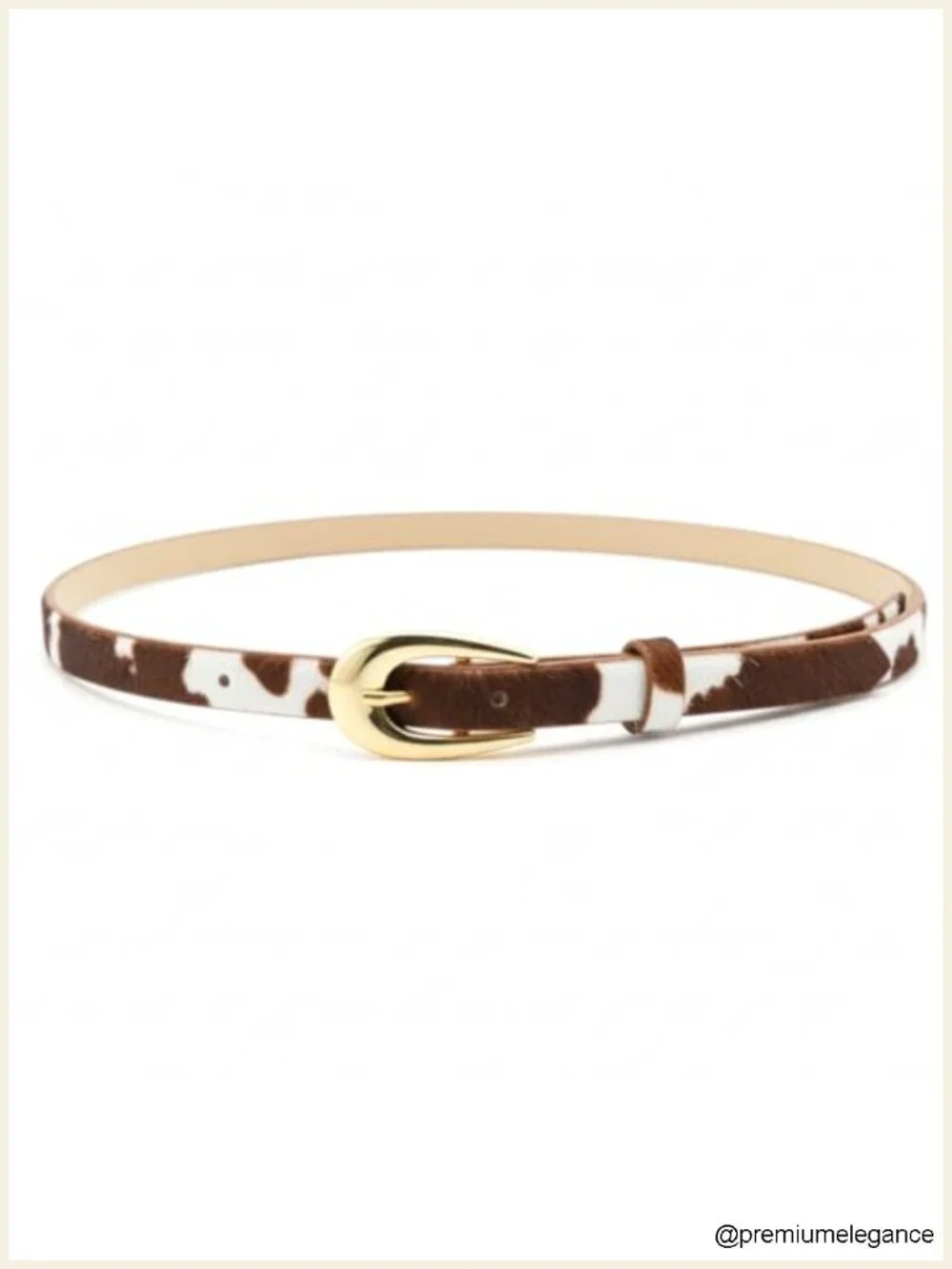 Cow Print PU Leather Skinny Belt with Metal Buckle Western Cowgirl Y2K Style